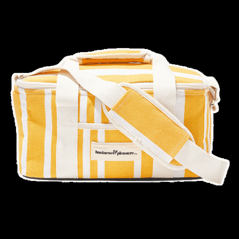 Business & Pleasure Co. Yellow and White Stripe Insulated Cooler Bag